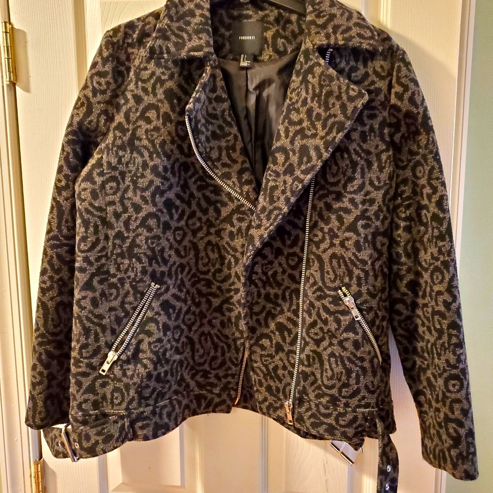 Leopard Print Moto Jacket
